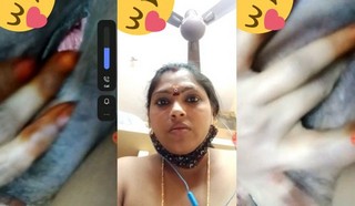 Beautiful Tamil Wife Showing Her Black Pussy On VC